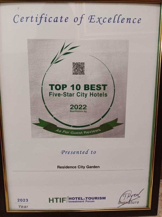 פלובדיב Residence City Garden - Certificate Of Excellence Top 10 Best Five-Stars City Hotels For 2024 Awarded By Htif מראה חיצוני תמונה